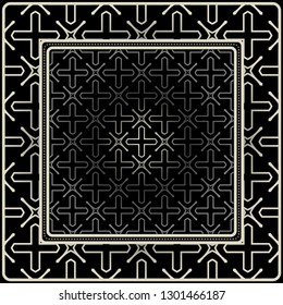 Fashion Design Print With Geometric Pattern. Vector Illustration. Black silver color.