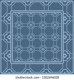 Fashion Design Print With Geometric Pattern. Vector Illustration. For Modern Interior Design, Fashion Textile Print, Wallpaper. Pastel blue color.