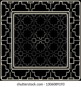 Fashion Design Print With Geometric Pattern. Vector Illustration. Black silver color.