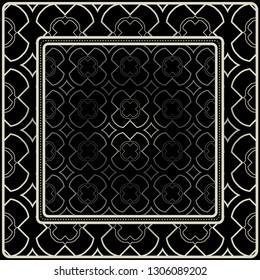 Fashion Design Print With Geometric Pattern. Vector Illustration. Black silver color.