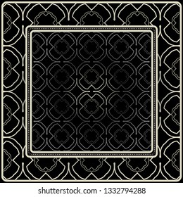 Fashion Design Print With Geometric Pattern. Vector Illustration. Black silver color.