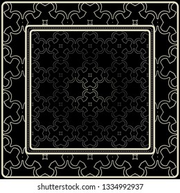 Fashion Design Print With Geometric Pattern. Vector Illustration. Black silver color.