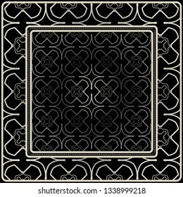 Fashion Design Print With Geometric Pattern. Vector Illustration. Black silver color.