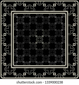 Fashion Design Print With Geometric Pattern. Vector Illustration. Black silver color.
