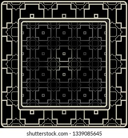 Fashion Design Print With Geometric Pattern. Vector Illustration. Black silver color.