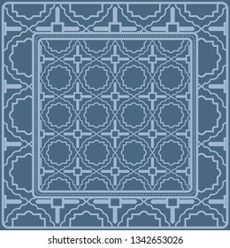 Fashion Design Print With Geometric Pattern. Vector Illustration. For Modern Interior Design, Fashion Textile Print, Wallpaper. Pastel blue color.