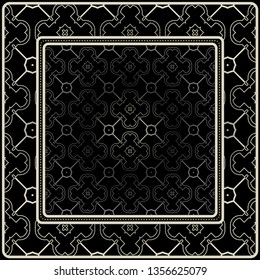Fashion Design Print With Geometric Pattern. Vector Illustration. Black silver color.