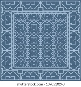 Fashion Design Print With Geometric Pattern. Vector Illustration. For Modern Interior Design, Fashion Textile Print, Wallpaper. Pastel blue color.