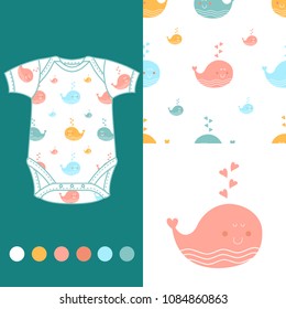 fashion design set for baby wear with Whales