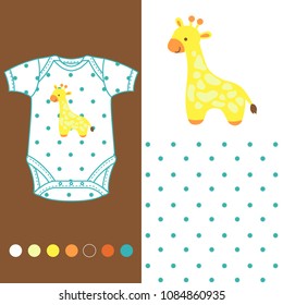 fashion design set for baby wear with giraffe