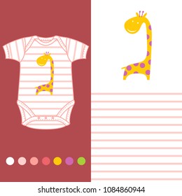 fashion design set for baby wear with giraffe