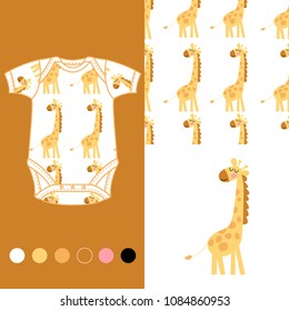 fashion design set for baby wear with giraffe