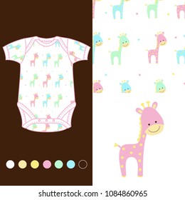 fashion design set for baby wear with giraffe