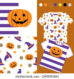 fashion design set for baby wear with Halloween theme
