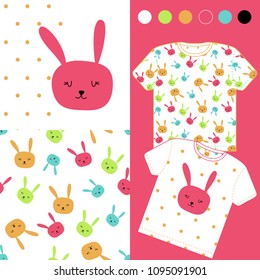 fashion design set for baby wear with Rabbit