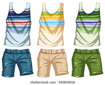 Fashion design for tanktop and shorts illustration