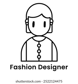 Fashion Designer avatar character outline design style, Editable vector stroke outline.