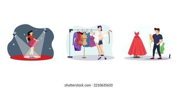Fashion Designer Flat Bundle Design