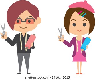 Fashion designer image illustration (men and women set)