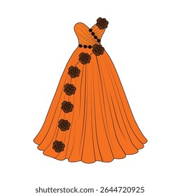 Fashion designer long gown dress design digital illustration, Hand drawn digital illustration, dress designer, gown designer, fashion illustration