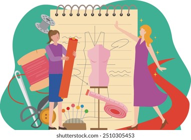 Fashion designer and fashion model image illustration