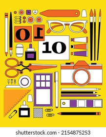 Fashion designer old tools elements background