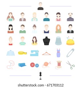 fashion designer, style and other web icon in cartoon style. atelier, textile, fashion icons in set collection.