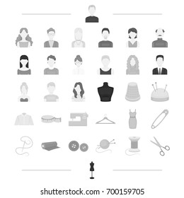 fashion designer, style and other web icon in black style. atelier, textile, fashion icons in set collection.