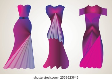 Fashion designing logo and icon set. Luxury blend illustration. gradient color fashion design.