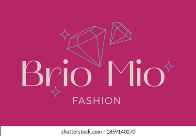 Fashion diamond logotype. Pink and blue diamond fashion logotype. Fashion store logo. Logo loja de roupas. Logotipo diamantes sob fundo rosa.