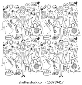 fashion doodle seamless background