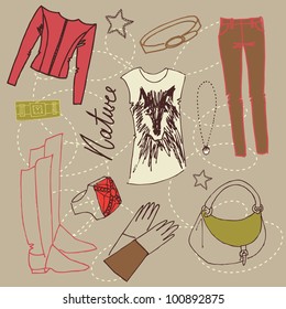 Fashion doodles set. Discover your true nature!