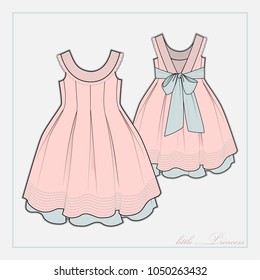 Fashion drawing of the dress for little girls