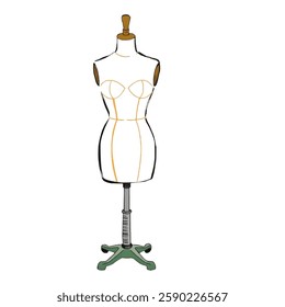 Fashion Dress Form Illustration, Minimalist Tailoring Dress Form Symbol