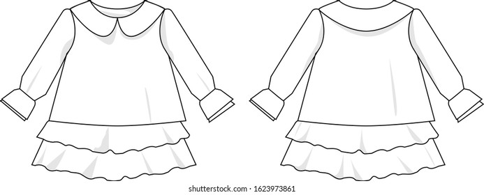 fashion dress for girl vector template pattern