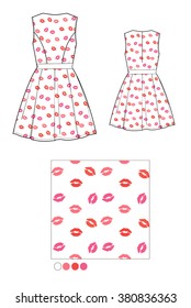 fashion dress with print sketch