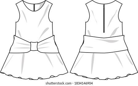 
Fashion dresses for girls vector template pattern