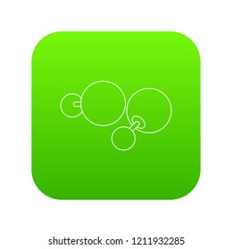 Fashion earrings icon green vector isolated on white background