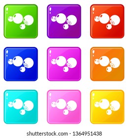 Fashion earrings icons set 9 color collection isolated on white for any design