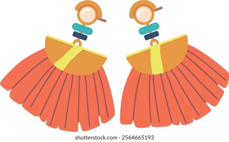 Fashion earrings with tassel vector illustration