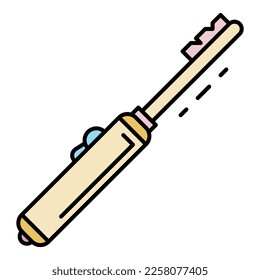Fashion electric toothbrush icon. Outline fashion electric toothbrush vector icon color flat isolated on white