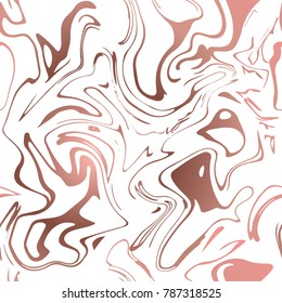 Fashion and elegant creative seamless pattern. Ink Marble Texture. Abstract background with faux rose gold foil liquid effect, marbled ink splash, hand drawn seamless texture for branding, printing