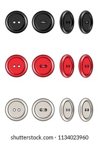 Fashion Elements: 2-Hole Round Buttons with Rim Vector Illustration