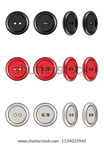 Fashion Elements: 2-Hole Round Buttons with Rim Vector Illustration