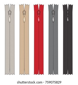 Fashion Elements: Basic Plastic Dye  to  Match Invisible Zipper Vector Illustration