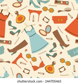 Fashion elements  colorful seamless pattern. vector illustration