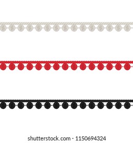 Fashion Elements: Crochet Pom-Pom Trim Vector Illustration