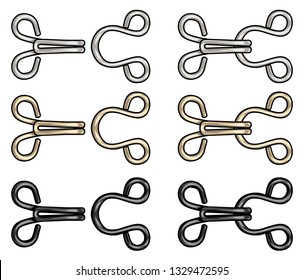 Fashion Elements: Metal Hook & Eye Closure Vector Illustration