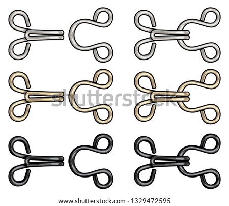 Fashion Elements: Metal Hook & Eye Closure Vector Illustration