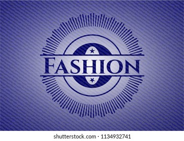 Fashion emblem with jean high quality background